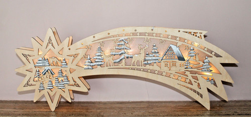 Fensterbild sternschnuppe holz - fensterbild,